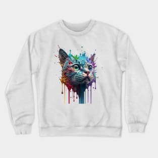 Cat Splash Art: Playful Fantasy Portrait #4 Crewneck Sweatshirt